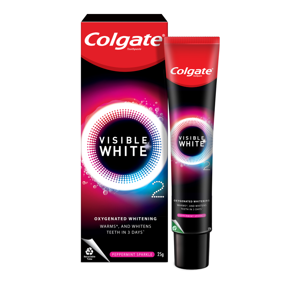 Colgate Visible White O2 Whitening Peppermint Sparkle Toothpaste, 25 gm ...