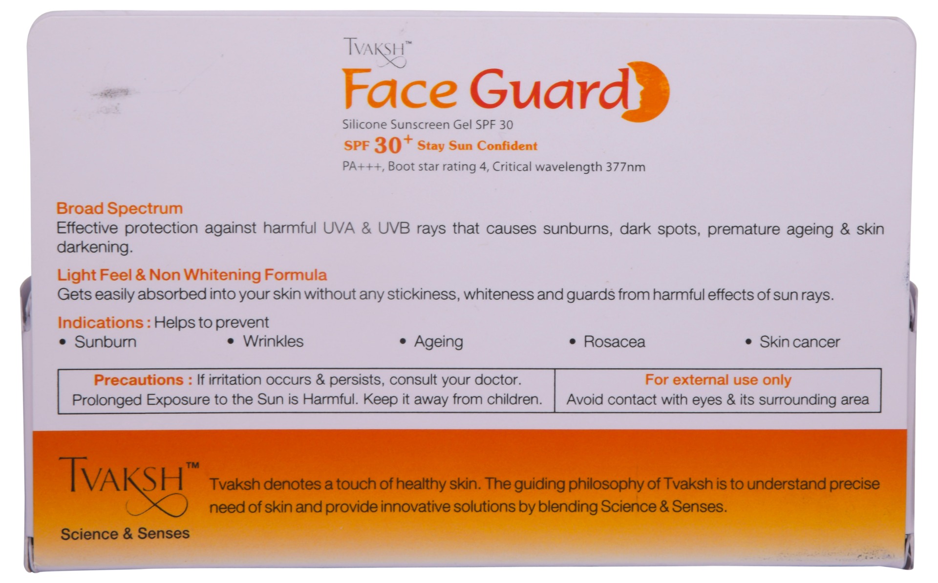 Tvaksh Face Guard SPF 30+ PA+++ Silicone Sunscreen Gel, 50 gm Price