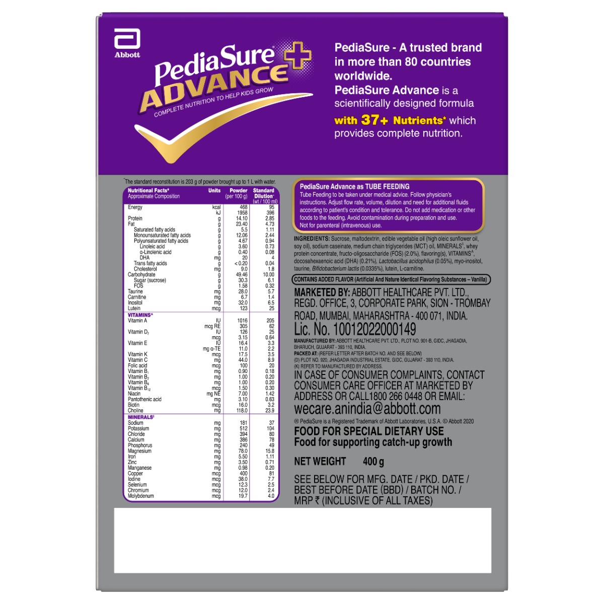 Pediasure Advance + Vanilla Delight Flavour Nutrition Drink Powder, 400