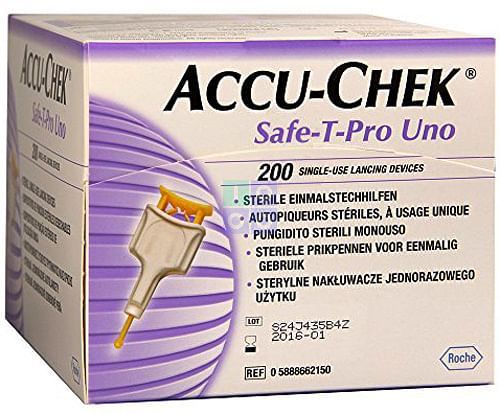 Accu-Chek Safe-T-Pro Uno Lancets, 200 Count Price, Uses, Side Effects ...