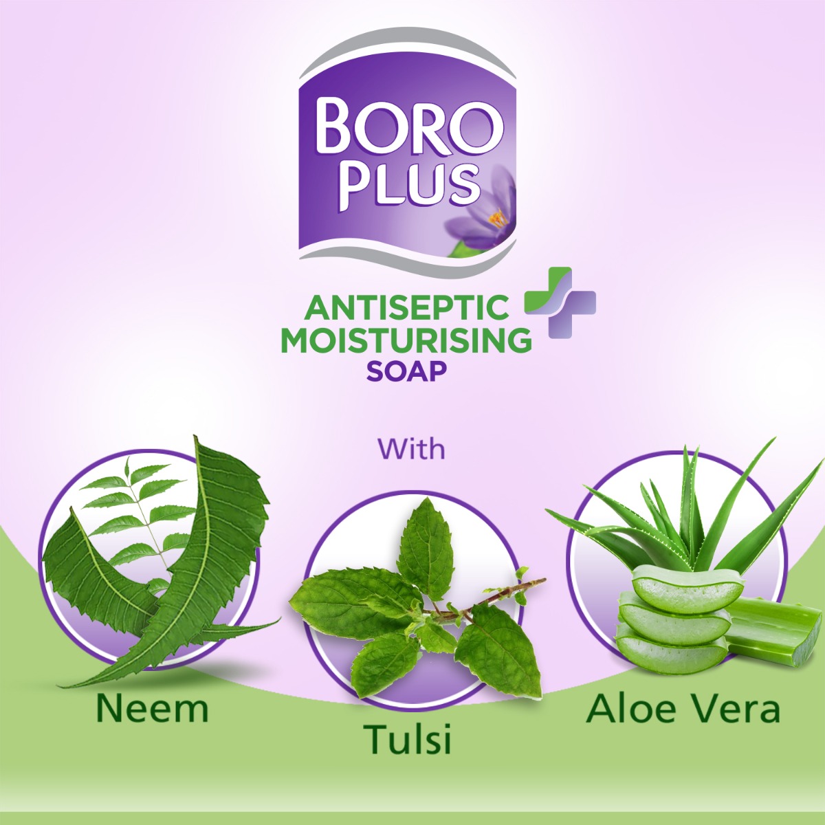 Boroplus Antiseptic + Moisturising Neem, Tulsi & Aloe Vera Soap, 75 gm
