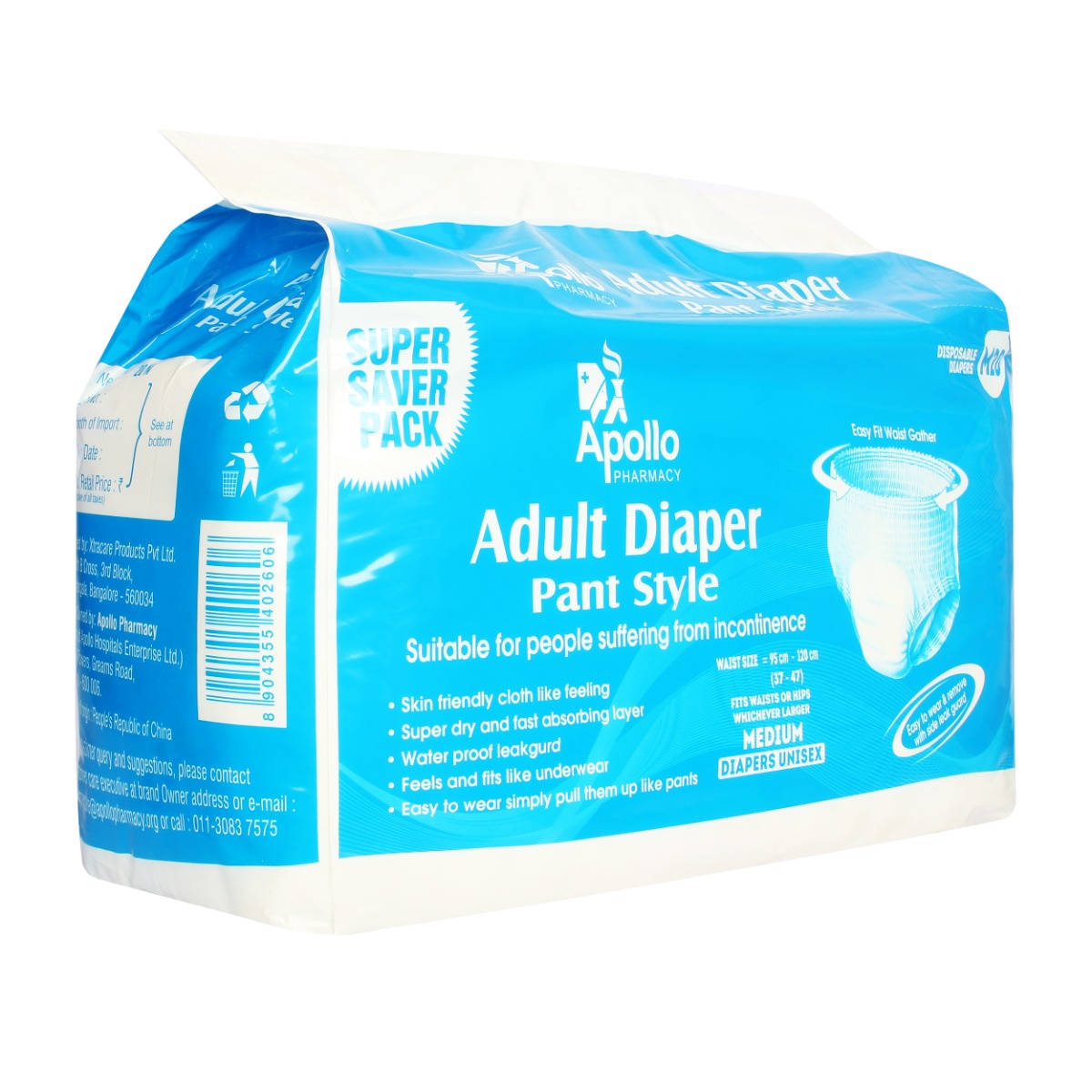 Apollo Life Adult Diaper Pants Medium, 20 Count Price, Uses, Side