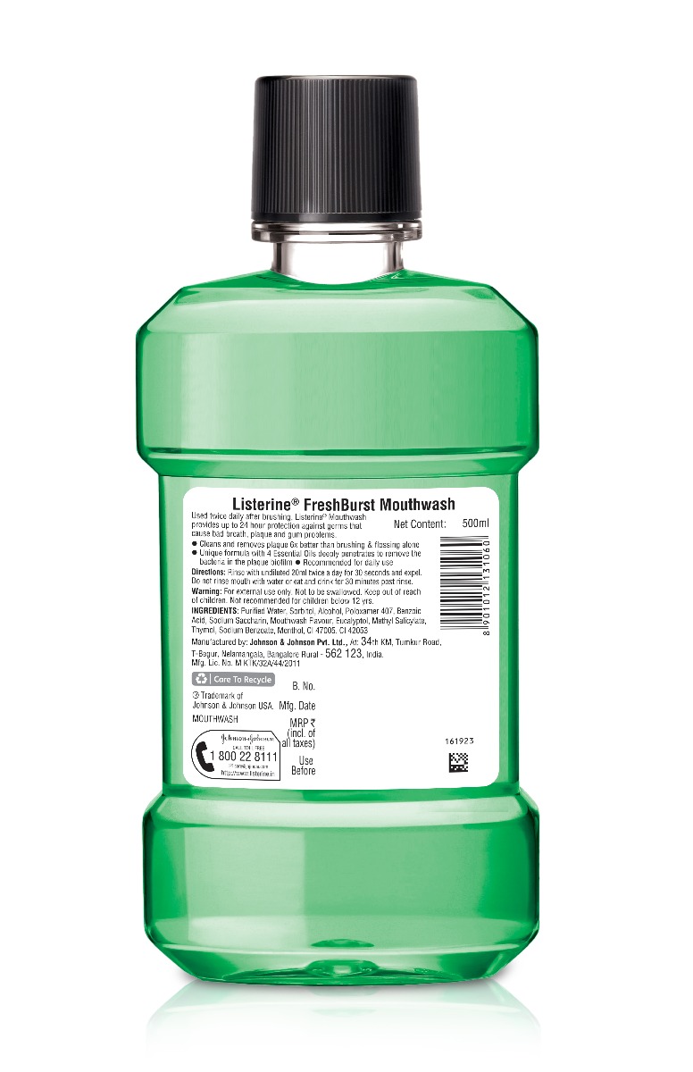 Listerine Freshburst Mouthwash, 500 ml Price, Uses, Side Effects