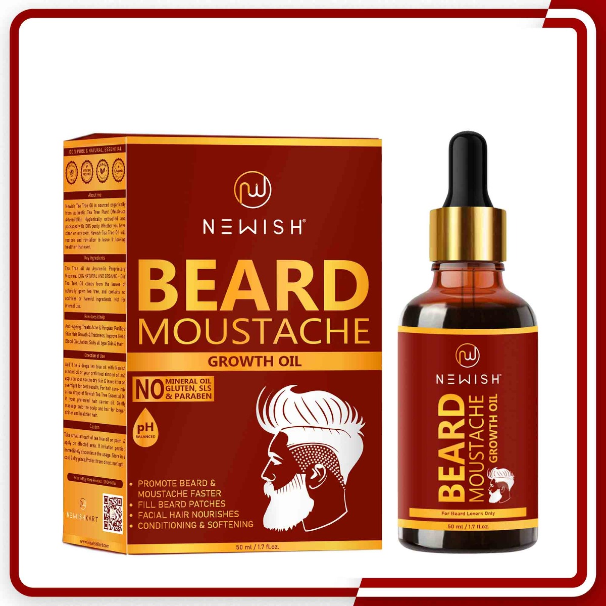 Newish Beard and Moustache Growth Oil, 50 ml Price, Uses, Side Effects