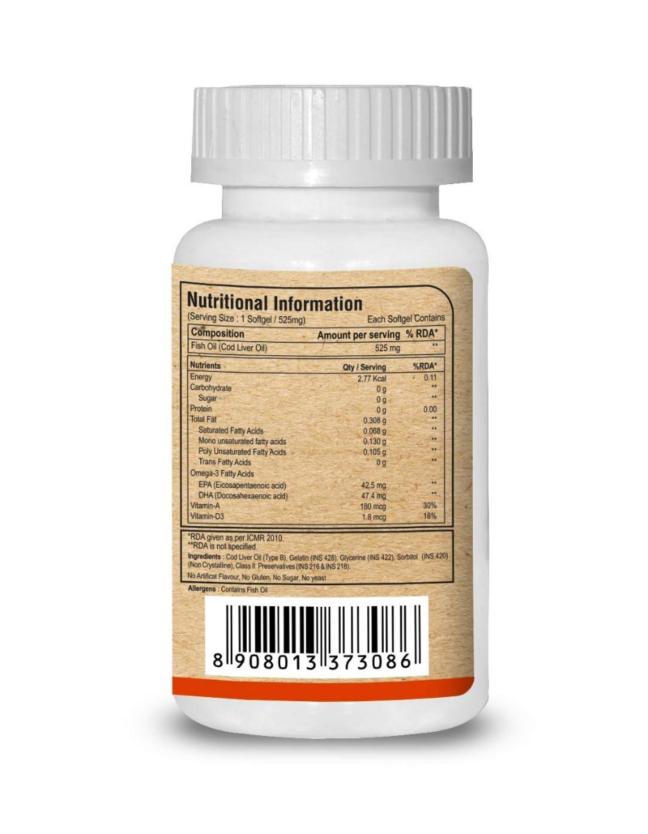 Pure Nutrition Cod Liver Oil, 90 Capsules Price, Uses, Side Effects, Composition Apollo Pharmacy