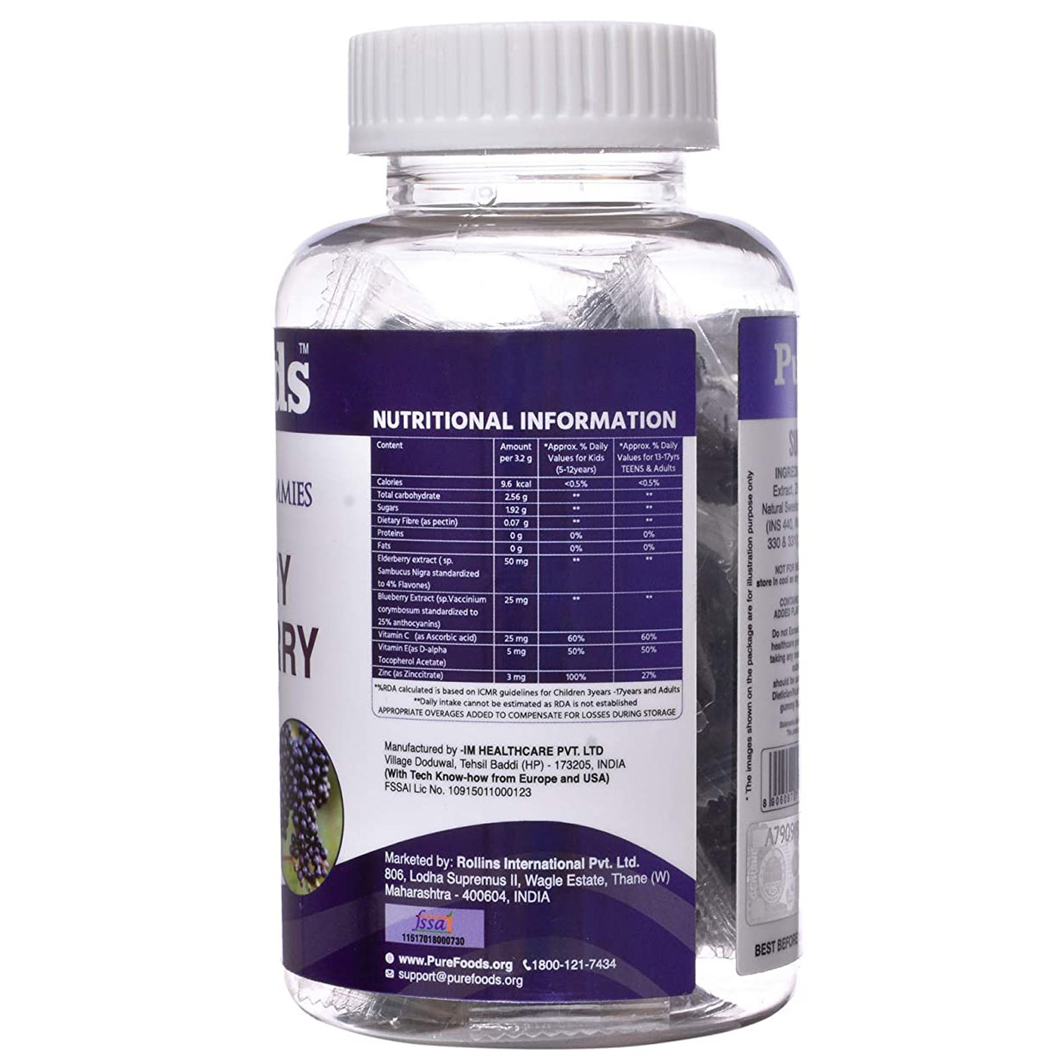 Pure Foods Blueberry & Elder Berry Extract, 30 Gummies Price, Uses